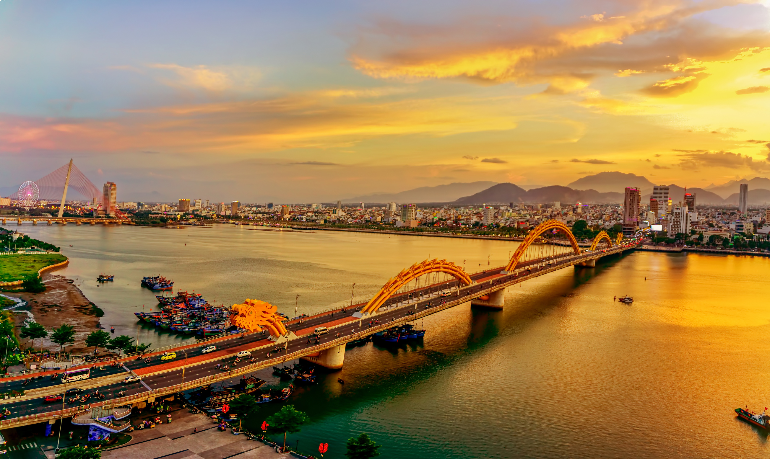Danang, Vietnam: View of Dragon bridge.